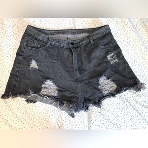 Women’s Shein XL High Waisted Distressed Denim Shorts